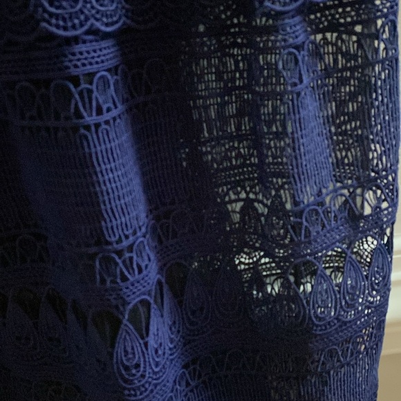 Self-Portrait Teardrop Guipure Paneled Maxi Dress in Navy Blue Structure Size 10 - Picture 6 of 17